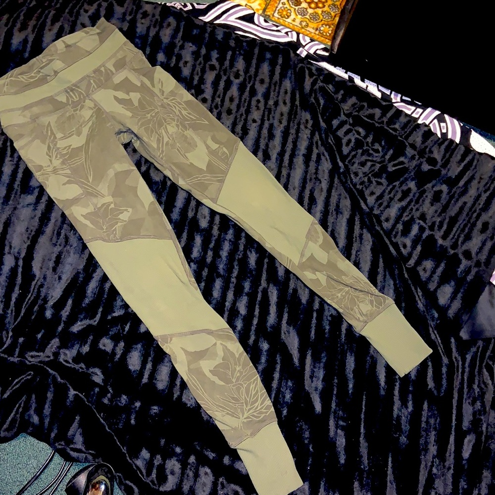 Athleta leggings olive green floral XXS